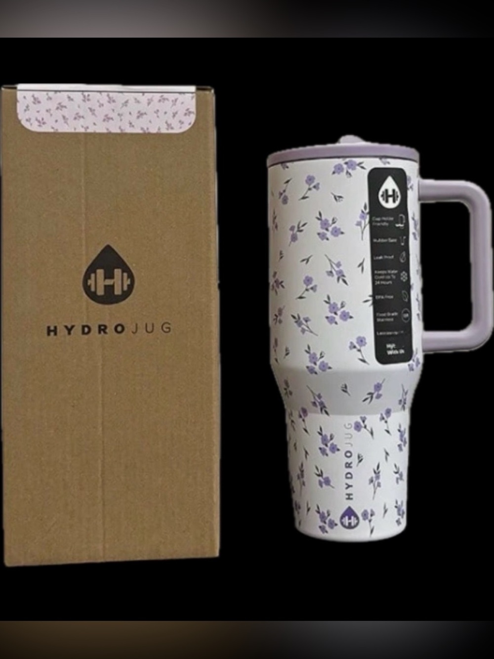 Hydrojug Iris purple flowers 40 ounce tumbler NEW LAST ONE